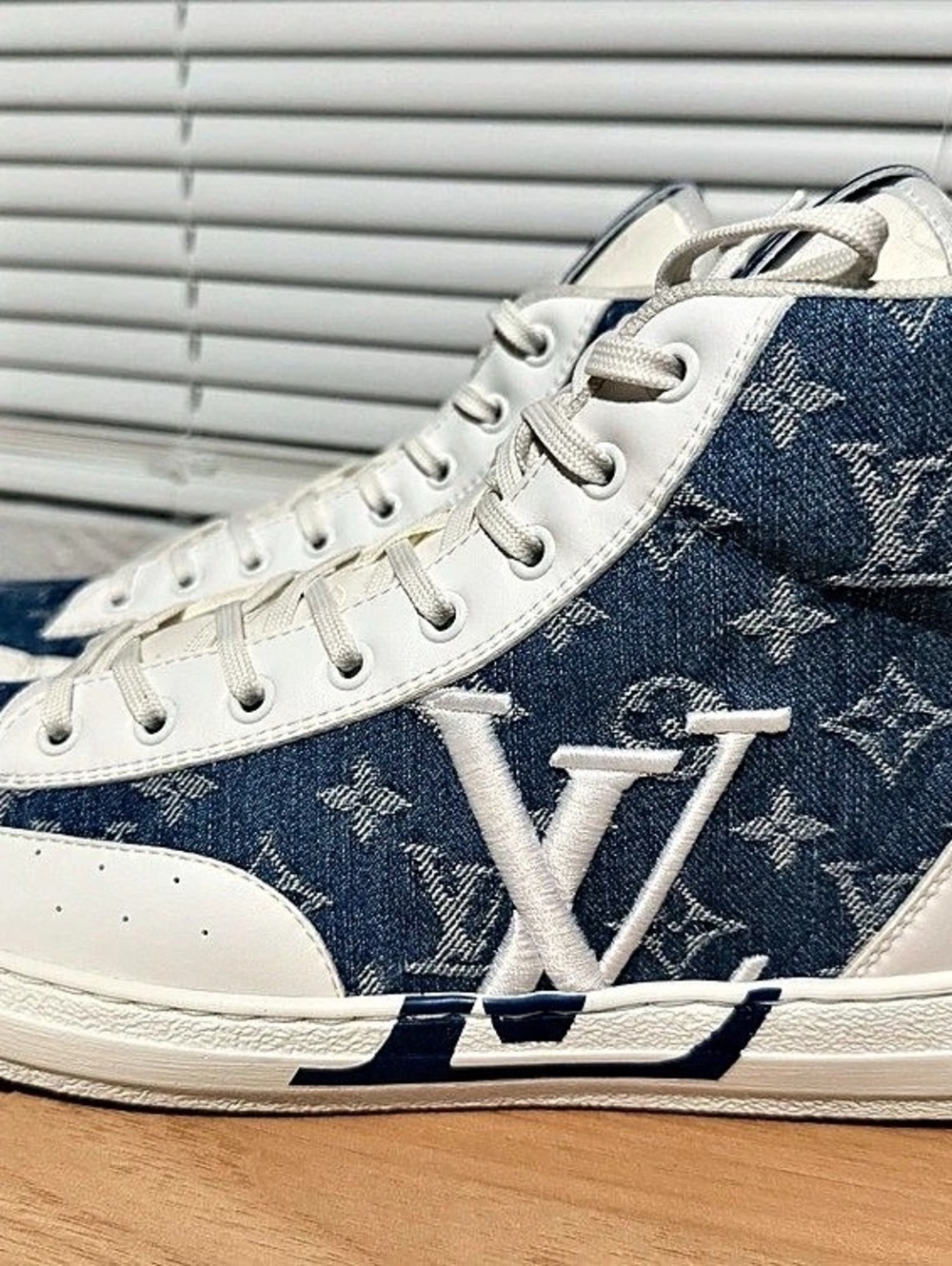 Louis Vuitton Daily High Top Sneaker Blue Denim Sneakers Blue & White